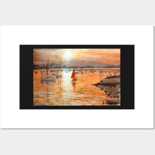 EXMOUTH AND THE EXE ESTUARY AT SUNSET Posters and Art